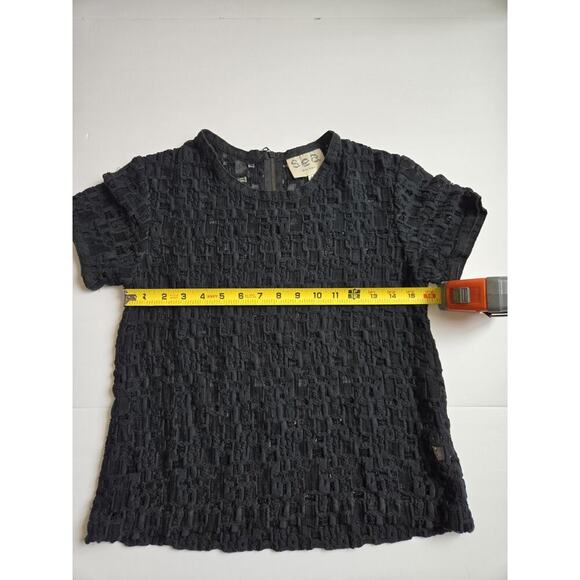 SEA New York Black Lace Shirt 1/2 Zip Breathable Mesh Size 2 Black EUC - Picture 9 of 11
